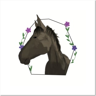 Horse with flowers Posters and Art